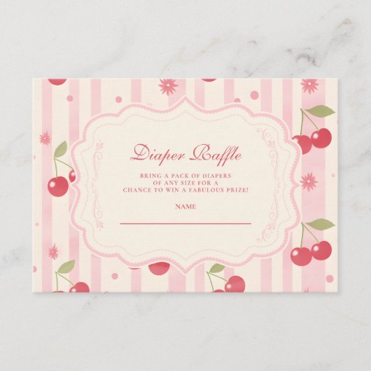 Unieke Coquette Cherry op Top Baby Diapper Raffle Informatiekaartje (Voorkant)