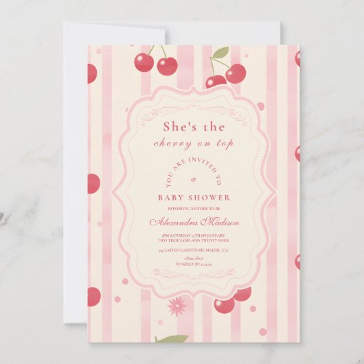 Unieke Coquette Cherry op Top Baby shower Kaart (Voorkant)