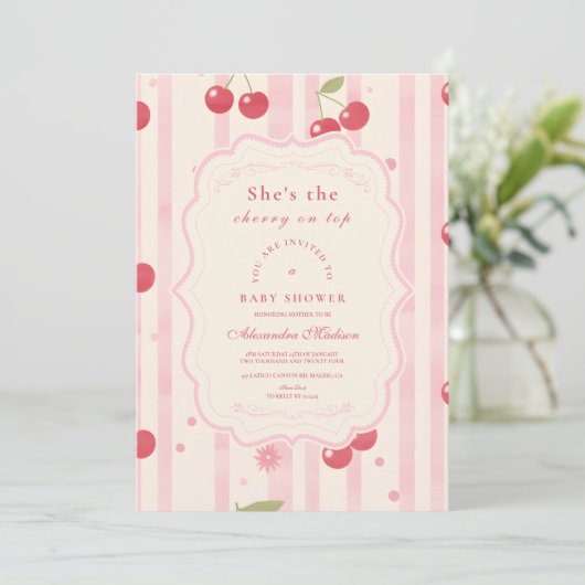 Unieke Coquette Cherry op Top Baby shower Kaart (Staand voorkant)