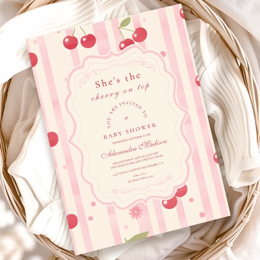 Unieke Coquette Cherry op Top Baby shower Kaart