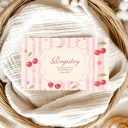 Unieke Coquette Cherry op Top Baby shower Registry Informatiekaartje