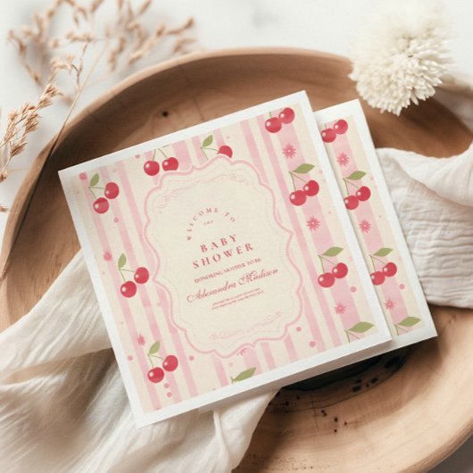 Unieke Coquette Cherry op Top Baby shower Servet