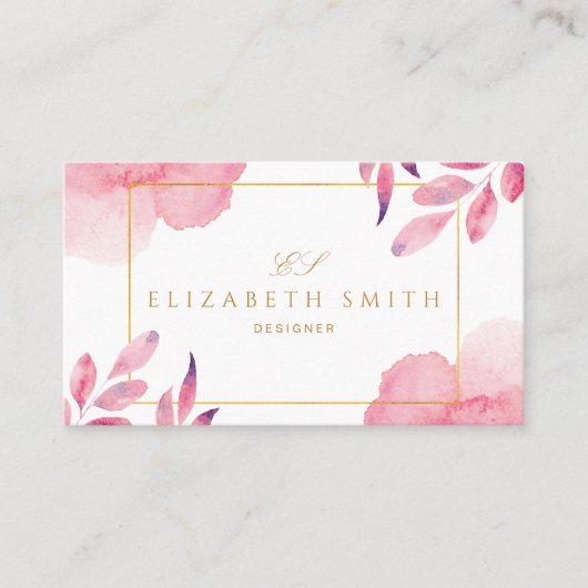 Unieke Coral Peach Waterverf Modern Visitekaartje (Voorkant)