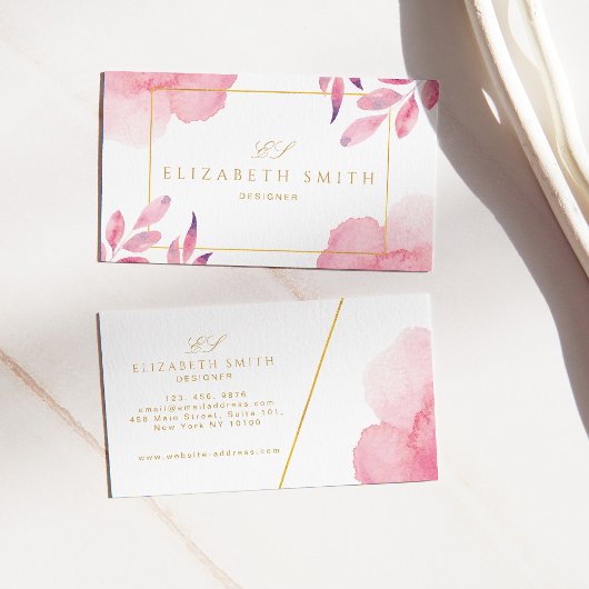 Unieke Coral Peach Waterverf Modern Visitekaartje