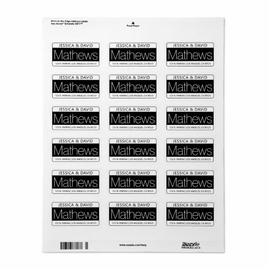 Unieke & creatieve witte zwarte bruiloft etiket (Full Sheet)