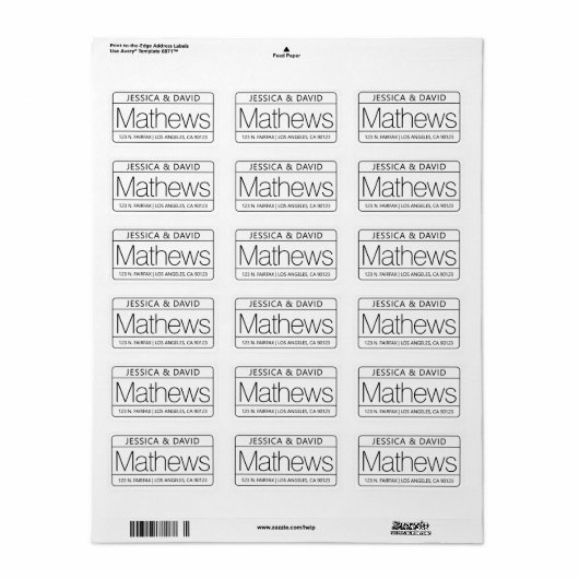 Unieke & creatieve witte zwarte uitstraling etiket (Full Sheet)