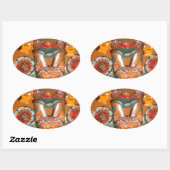 Unieke culturele kunst - Sri Lankaans/Indonesisch  Ovale Sticker (Vel)