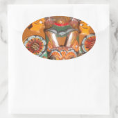 Unieke culturele kunst - Sri Lankaans/Indonesisch  Ovale Sticker (Tas)