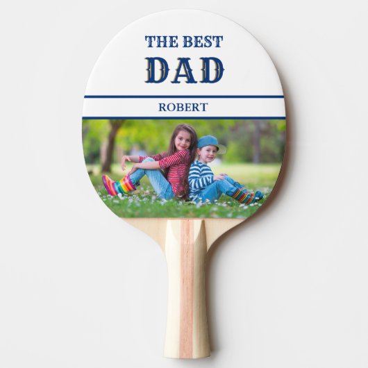 Unieke Custom BEST DAD Naam Foto Tafeltennisbatje (Voorkant)