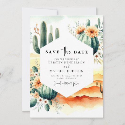 Unieke Custom Cactus Wedding Save The Date (Voorkant)