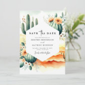 Unieke Custom Cactus Wedding Save The Date (Staand voorkant)