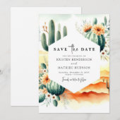 Unieke Custom Cactus Wedding Save The Date (Voorkant / Achterkant)