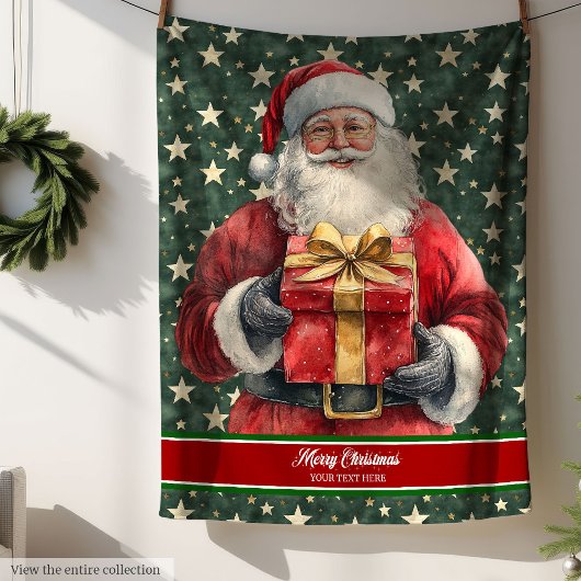 Unieke Custom Classic Waterverf Santa Blanket Fleece Deken