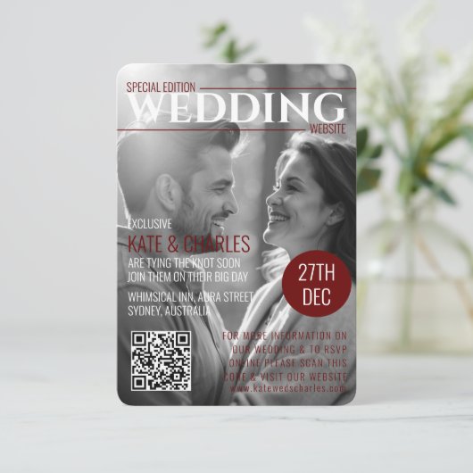 Unieke Custom Magazine QR code| RSVP | Website | (Staand voorkant)