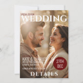 Unieke Custom Magazine Stijl bruiloft details Kaart (Voorkant)