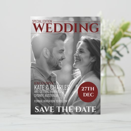 Unieke Custom Magazine Style Sla de datum op Kaart (Staand voorkant)