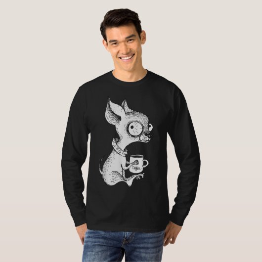 Unieke Cute Chihuahua & Coffee Art Dog Lover Gift T-shirt (Voorkant volledig)