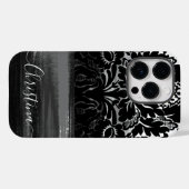 Unieke Damask Black & White Artsy Brusstrokes Case-Mate iPhone Case (Achterkant (horizontaal))
