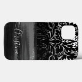 Unieke Damask Black & White Artsy Brusstrokes Case-Mate iPhone Case (Achterkant (horizontaal))