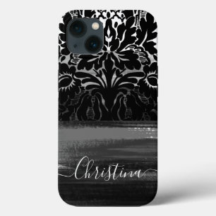 Unieke Damask Black & White Artsy Brusstrokes Case-Mate iPhone Case