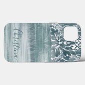 Unieke Damask Blauwgroen Artsy Brushstrokes Case-Mate iPhone Case (Achterkant (horizontaal))