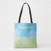 Unieke Dandelion Summer Art Design Blue Green Tote Bag (Voorkant)
