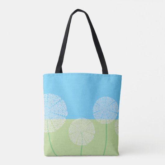 Unieke Dandelion Summer Art Design Blue Green Tote Bag (Achterkant)