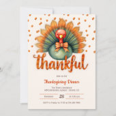 Unieke dankbaar Schattige Turkije Thanksgiving Din Kaart (Voorkant)