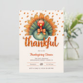 Unieke dankbaar Schattige Turkije Thanksgiving Din Kaart (Staand voorkant)