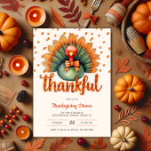 Unieke dankbaar Schattige Turkije Thanksgiving Din Kaart