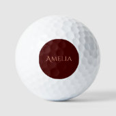 Unieke Dark Red & Blush Pink Typography Naam Golfballen (Voorkant)