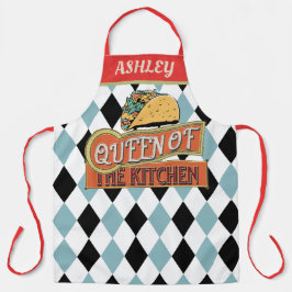 Unieke decoratieve grappige Taco geruite monogram Schort