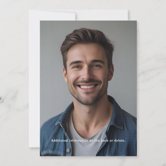 Unieke Deep Blue Verjaardag Uitnodiging Foto op Te (Achterkant)