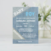 UNIEKE Denim Jeans Boy Baby Douche Uitnodigingen (Staand voorkant)