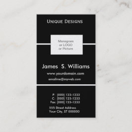 Unieke DESIGN Formele zwarte, witte, aangepaste Lo Visitekaartje