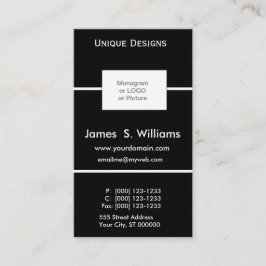 Unieke DESIGN Formele zwarte, witte, aangepaste Lo Visitekaartje