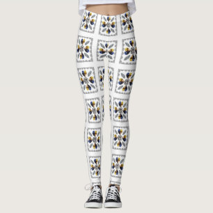 Unieke Diamond Art, Geel Blauw in het hart Leggings