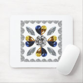 Unieke Diamond Art, Geel Blauw in het hart Muismat (Met muis)