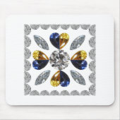 Unieke Diamond Art, Geel Blauw in het hart Muismat (Voorkant)