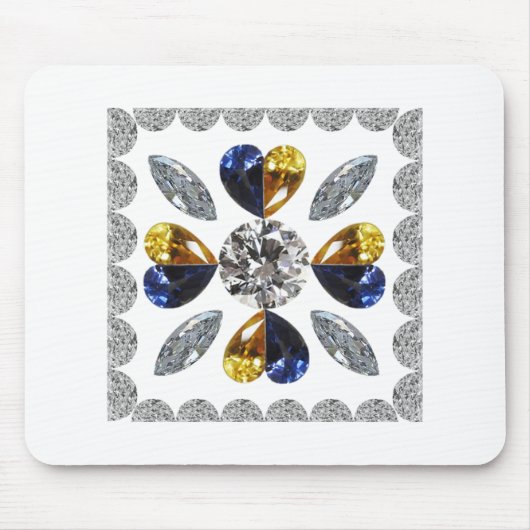 Unieke Diamond Art, Geel Blauw in het hart Muismat (Voorkant)