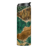 Unieke dierenprint groene agaat glitter thermosbeker (Gedraaid links)
