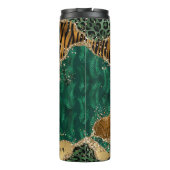 Unieke dierenprint groene agaat glitter thermosbeker (Achterkant)