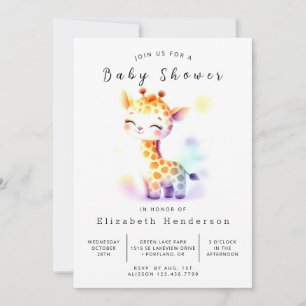 Unieke digitale Giraffe Baby shower Kaart