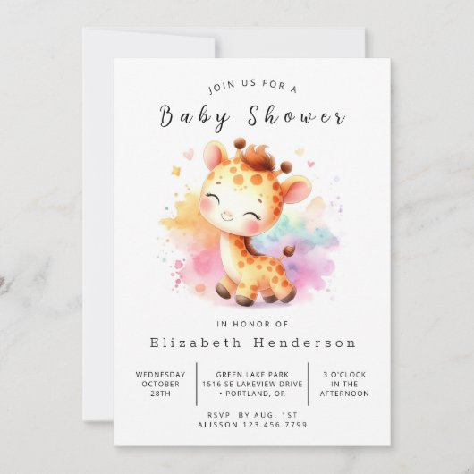 Unieke digitale Giraffe Baby shower Kaart (Voorkant)