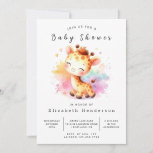 Unieke digitale Giraffe Baby shower Kaart