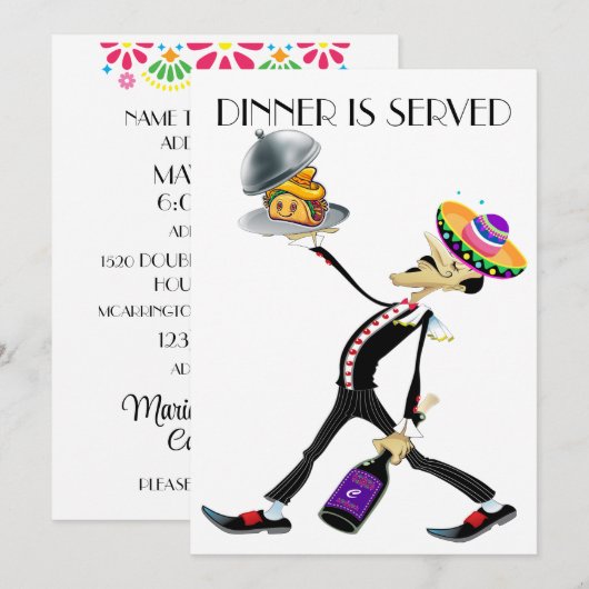 Unieke Diner / Feest Versie 2 Uitnodiging (Voorkant / Achterkant)