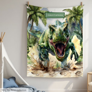 Unieke Dinosaur Blanket Gepersonaliseerde Naam voo Fleece Deken