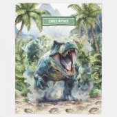 Unieke Dinosaur Deken Aangepaste Naam Gepersonalis (Voorkant)