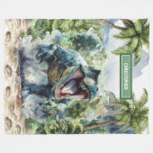 Unieke Dinosaur Deken Aangepaste Naam Gepersonalis (Voorkant (Horizontaal))