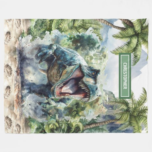 Unieke Dinosaur Deken Aangepaste Naam Gepersonalis (Voorkant (Horizontaal))